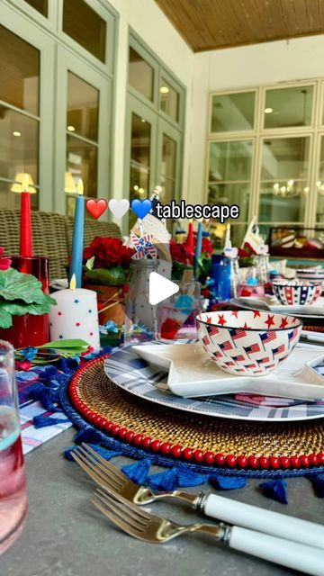 Tina Schaible on Instagram: "❤️🤍💙TABLESCAPE 2024! Patriotic tables are always some of my favorites! Whimsy, fun, elegance all the things.  Tonight I’m getting together with the absolute master of setting a table! Donna @haverstrawhill You know you’ll be inspired to bring out all the flags and beautiful patriotic elements.  I cannot wait to see what she’s whipped up for us this year. I hope this fun, sparks some creativity and inspires you to set a cute ❤️🤍💙table! 

🇺🇸 comment SHOP for the items I could link and it will be sent to your DMs 🇺🇸

#fourthofjuly #❤️🤍💙 #patrioticdecor #fourthofjulytablescape" Tina Schaible, All The Flags, Setting A Table, Patriotic Decorations, My Favorites, Be Inspired, Fourth Of July, Tablescapes, The Things