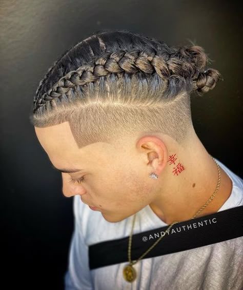 Skin Fade Hairstyle, Cornrow Styles For Men, Cornrow Braids Men, David Hair, Braids For Men, Braids With Fade, Braided Man Bun, Cornrow Styles, Braid Styles For Men