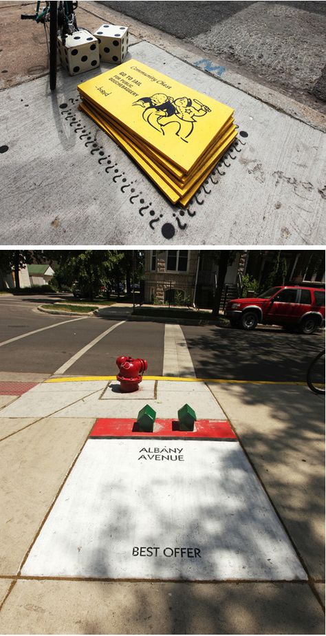 Giant Monopoly, Colorado Artists, Street Marketing, Parking Spot, Art Aesthetic, Experiential, Public Art, Graffiti Art, Urban Art