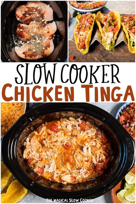 Chicken tinga is shredded chicken in a spicy sauce and can be made right in your slow cooker! Try something new this week with this easy Mexican recipe. -The Magical Slow Cooker Slow Cooker Chicken Tinga, Tinga Recipe, Chicken Tinga Recipe, Shredded Chicken Crockpot, Magical Slow Cooker, Chicken Tinga, Crockpot Chicken Breast, The Magical Slow Cooker, Mexican Recipe