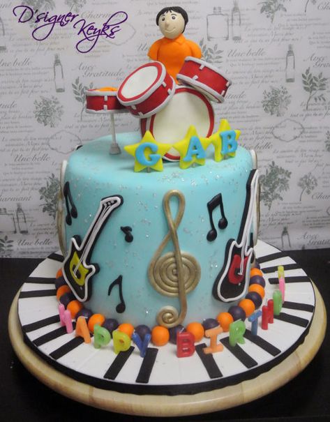 Music Themed Cakes For Boys, Space Rocket Cake, Space Theme Cake Topper, Drum Birthday Cakes, Music Cake Ideas, Country Birthday Cakes, Space Theme Cake, Cake For Him, Cake Music