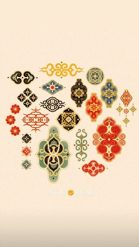 Chinese Elements Design, Simple Unique Tattoos, Chinese Motifs, Flor Tattoo, Chinese Pattern, Thai Tattoo, Ornament Drawing, Mandala Design Pattern, Graphic Poster Art