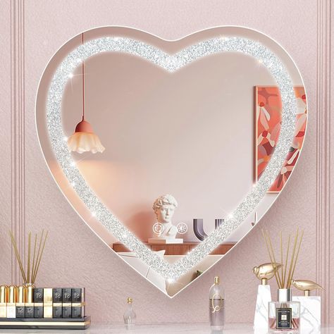 Car Visor Mirror, Vanity Tables, Led Vanity Mirror, Strip Design, Crushed Diamonds, Mirror For Bathroom, Heart Mirror, Shaped Mirror, Bathroom Mirror Lights