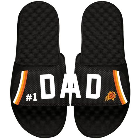 Slide into a comfortable pair of sandals and gear up for Phoenix Suns game day at the same time. With the Dad Slide Sandals from ISlide, you can do just that. Featuring Phoenix Suns graphics and logos, you can now look the part of the #1 fan and the #1 dad from head to toe. Miami Heat Game, Rockets Game, Heat Game, Dad Sandals, Navy Heels, Custom Slides, Paint Stripes, Memphis Grizzlies, Atlanta Hawks