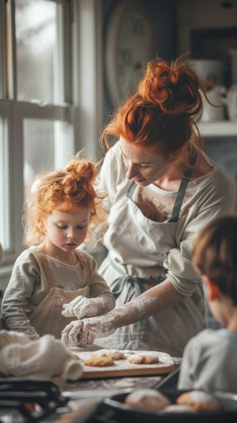 Family Baking Together: A tender moment in the kitchen with a mother and her children engaging in baking. #baking #family #kitchen #motherhood #children #aiart #aiphoto #stockcake ⬇️ Download and 📝 Prompt 👉 https://ayr.app/l/TYn4 Mom Baking Aesthetic, Kids Baking Photoshoot, Family Baking Photoshoot, Aesthetic Baking Photos, Resurrection Cookies, Baking Photoshoot, Baking Together, Baking With Toddlers, Easter Book