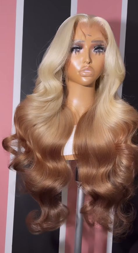 Colored Wigs For Black Women Light Skin, 613 Frontal Wig Hairstyles, Dirty Blonde Wig Black Women, Reverse Ombre Wig, Birthday Wigs, Wig Color Ideas, Color Wigs For Black Women, Wig Hairstyles Ideas, Ombré Wig