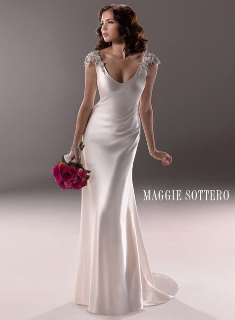 Maggie Sottero new arrivals - Orianna - Miss Bush Blog Backless Wedding Gown, Wedding Gown Backless, Maggie Sottero Wedding Dresses, Backless Wedding, Wedding Dresses Satin, Sleeve Wedding Dress, Maggie Sottero, Allure Bridal, Satin Wedding Dress