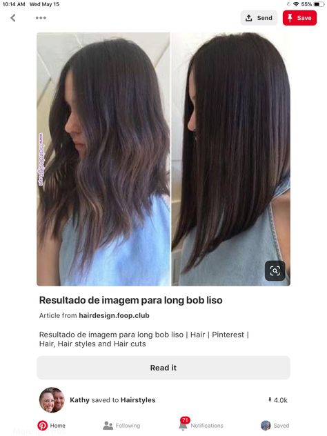 Triangle One Length Below Shoulder Reverse Bob Haircut, One Length Haircuts, Corte Long Bob, One Length Hair, Line Bob Haircut, Hair Color Streaks, Short Hair Tutorial, Peinados Fáciles Para Cabello Corto, Haircut And Color