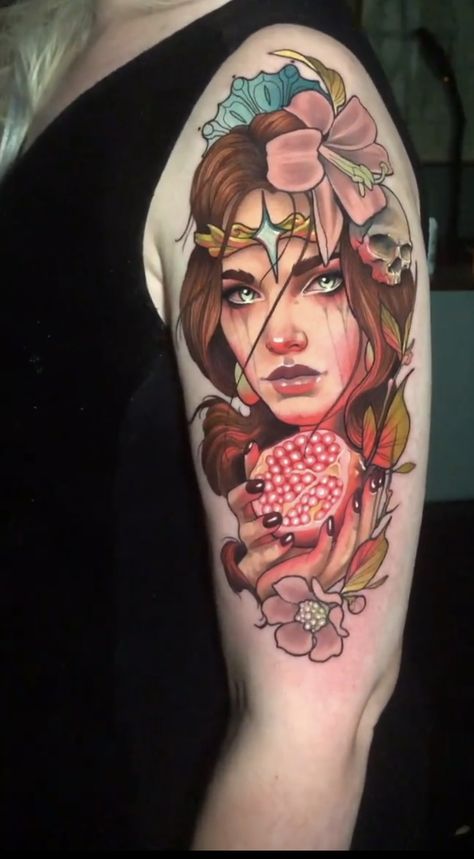 Clockwork Tattoo, Persephone Tattoo, Tato Dengan Makna, Greek Mythology Tattoos, Fairy Tattoo Designs, Goddess Tattoo, Mythology Tattoos, Greek Tattoos, Fairy Tattoo