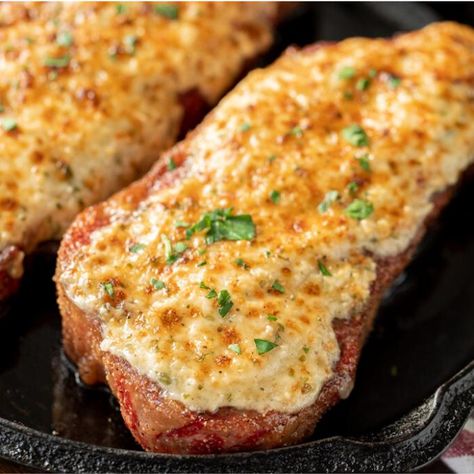 Crusted Steak Recipe, Parmesan Steak, Ny Strip Steak Recipes, Parmesan Crusted Steak, Crusted Steak, Hey Grill Hey, Strip Steak Recipe, Ny Strip Steak, Easy Steak Recipes