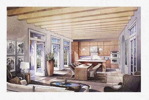 Watercolor Interior Visualization by Vladislav Yeliseyev | Vladislav Yeliseyev Architectural Illustration Croquis Architecture, Interior Architecture Sketch, Interior Design Renderings, Interior Architecture Drawing, Drawing Interior, Interior Design Drawings, Interior Design Sketch, Interior Design Sketches, Interior Sketch