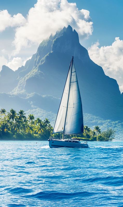 Prompt 👉a sailboat in the ocean with a mountain in the background, a portrait, by Richard Carline, shutterstock, polynesian style, relaxing on a yacht at sea, h 1024, ultra wide-shot, with palm trees in the back, winning photo, motu, ad image, sailing boats, hight detalied, vibrant and dynamic. 👉 if Like, please Follow and Share AI Graphics Studio 👇Contact on WhatsAPP: http://tiny.cc/aigraphicsstudio #aigraphicsstudio #AI #DigitalMarketing #digitalartist #digitalart #digital #creativephotog... Landscape Photography Ocean, Night Cafe, On A Yacht, Draw Together, Sailing Boats, A Yacht, In The Ocean, Creative Photos, Cartoon Characters