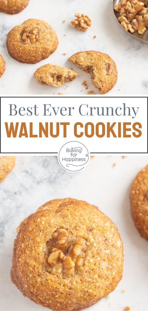 Healthy Walnut Cookies, Easy Walnut Cookies, Walnut Butter Cookies, Walnut Cookies Recipes Easy, Walnut Cookies Recipe, Walnut Cookie Recipes, Nut Butter Recipes, Small Batch Cookies, Cinnamon Biscuits