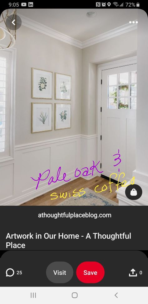 Pale Oak With Swiss Coffee, Swiss Coffee And Pale Oak, Pale Oak And Swiss Coffee, White Dove Living Room, Alabaster Vs White Duck, Trim Color For White Dove Walls, White Dove Paint Pairings, Best Trim Color For White Dove Walls, Pale Oak And White Dove