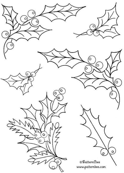 Modele Zentangle, Christmas Embroidery Patterns, Christmas Doodles, Embroidery Christmas, Garden Christmas, Holly Leaves, Embroidery Patterns Vintage, 자수 디자인, Christmas Templates