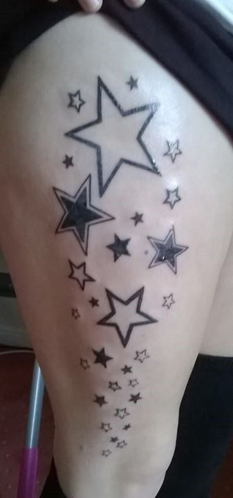 Thigh Star Tattoo, Star Tattoo Thigh, Star Thigh Tattoo, Artistic Tattoos, Body Change, Stars Tattoo, Tattoo Thigh, My Future Self, Star Tattoo