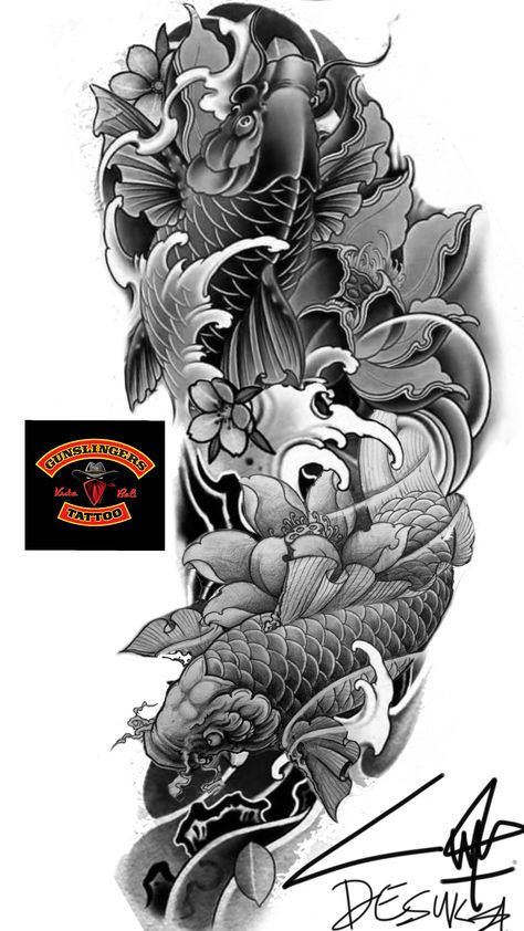 Dragon Koi Fish Tattoo Design, Koi Fish Tattoo Sleeve, Japanese Half Sleeve Tattoo, Japanese Tattoo Koi, Pez Koi Tattoo, Koi Fish Tattoo Design, Japanese Hand Tattoos, Japanese Koi Fish Tattoo, Koi Tattoo Sleeve