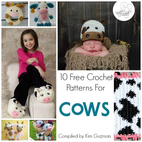 Crochet Baby Rattle Free Pattern, Slippers Animal, Crochet Baby Rattle, Cow Applique, Practical Baby Shower Gifts, Crocheted Cow Pattern, Cow Hat, Cow Toys, Handmade Baby Blankets