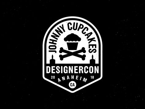 DESIGNERCON 2018. corey reifinger dcon designercon johnny cupcakes crest logo badge Johnny Cupcakes Design, Cupcakes Design, Logo Examples, Work Logo, Johnny Cupcakes, Examples Of Logos, Tshirt Custom, Wearables Design, Wish I Was There