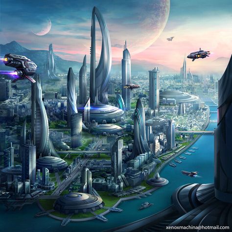 ArtStation - Sci-fi Civilization Sci Fi City, Scenery Background, Planets Art, City Drawing, Fantasy City, Futuristic Art, Fantasy Setting, Futuristic City, Science Fiction Art