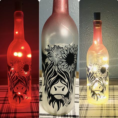 Painting Crown Royal Bottles, Painted Crown Royal Bottles, Crown Bottle Lights, Nightmare Before Christmas Wine Bottles, Crown Royal Diy, Pirate Wine Bottles, Clear Wine Bottle, Wine Bottle Crafts Christmas, Spring Wine