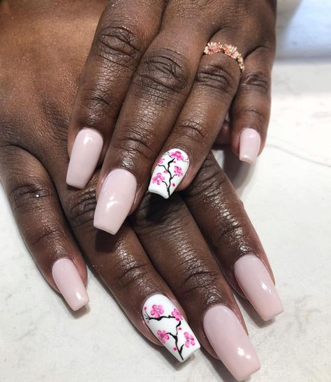 Boston's Nails & Spa on Instagram: “🌸 Cherry Blossom nails for the spring! #nails #nailsofig #ignails #instagramnails #nailart #nailartists #bostonnailartists…” Blossom Nail Art, Cherry Blossom Nails Art, Blossom Nails, Basic Flower, Cherry Blossom Nails, Hippie Nails, Nails Spa, Instagram Nails, Coffin Nails Designs