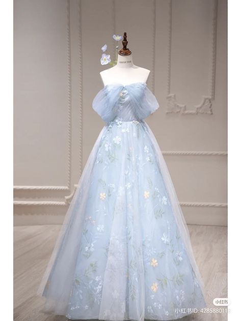 Gorge Dresses, Light Blue Princess Dress, Bridgerton Core, Water Witch, Prom Dresses 2023, Snapchat Icon, Tulle Flowers, Blue Tulle, Prom Dress Inspiration