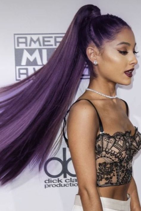 Top 16 Raves Hairstyles To Give You An Edge In 2023 Purple Hair Ponytail, Purple Ponytail, Ponytail Hair Styles, Villain Cosplay, Rave Hairstyles, Hair Color For Dark Skin, Braided Top Knots, Katherine Howard, Red Like Roses