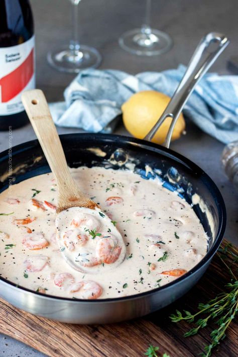 Cream Sauce For Steak And Shrimp, Fish With Shrimp Cream Sauce, Shrimp Cream Sauce For Fish, Creamy Shrimp Sauce For Fish, Shrimp Cream Sauce For Steak, Shrimp In Cream Sauce Recipe, Shrimp Topping For Fish, Shrimp With Sauce Over Rice, Shrimp And Scallop Pasta In White Wine Cream Sauce