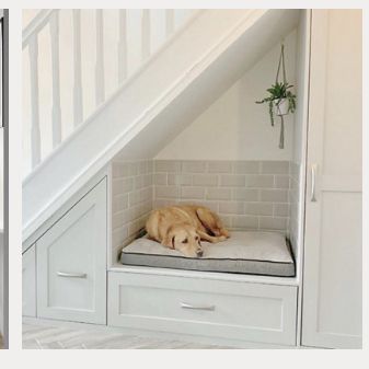 Stairs Dog House, Dog Under Stairs, Bed Under Stairs, Under Stairs Dog House, Understair Storage, Room Under Stairs, Space Under Stairs, Dog Room Decor, Dog Bedroom