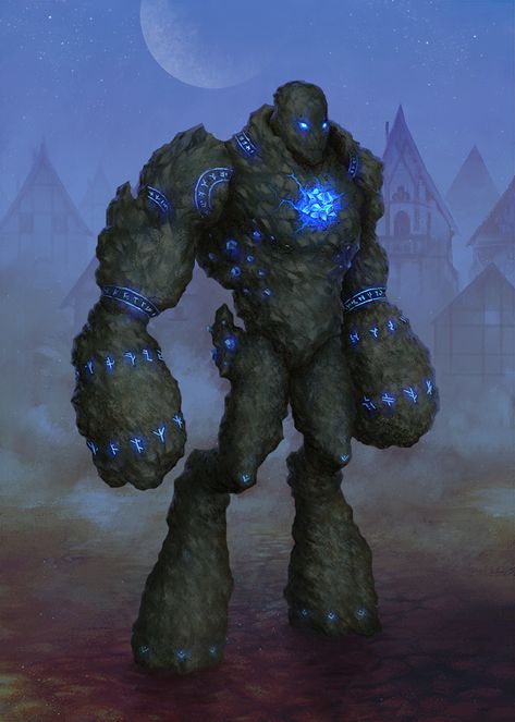 Stone Golem Art, Stone Golem, Monster Co, Runic Alphabet, D D Monsters, The Titans, Fiction Idea, 다크 판타지, Dungeons And Dragons Homebrew