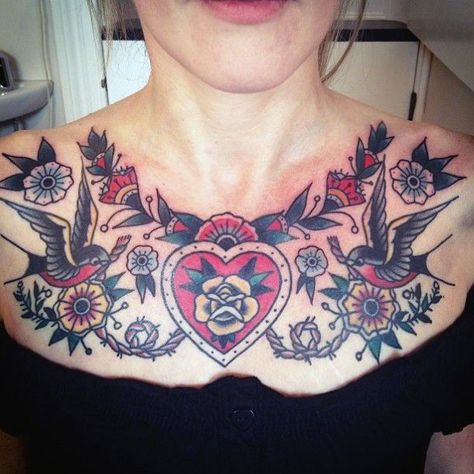 Top 100 Best Chest Tattoo Ideas for Women - Cool Female Designs Chest Tattoo Flowers, Wolves Tattoo, Traditional Chest Tattoo, Tattoos For Women On Thigh, Female Sleeve, Cool Chest Tattoos, Pieces Tattoo, Chest Tattoos For Women, Chest Piece Tattoos