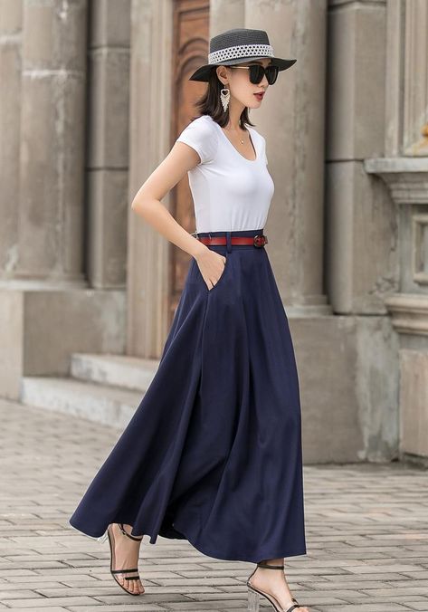 Blue skirt Linen skirt Long Linen Skirt A Line skirt | Etsy Chic Blue Full-length Maxi Skirt, Chic Blue Full Length Maxi Skirt, Casual Flowy Full-length Maxi Dress, Elegant Full Length Solid Color Maxi Skirt, Chic Full Length Skirt With Pockets, Chic Full-length Skirt With Pockets, Spring Solid Color Full Length Maxi Skirt, Spring Solid Color Full-length Maxi Skirt, Spring Full Length Maxi Skirt With Pockets