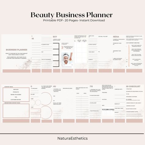 Excited to share this item from my #etsy shop: Beauty Business Planner: Business Plan Template, Business Guide, Printable PDF, Small Business, Esthetician, Lash Tech, Hairdresser Beauty Business Plan, Eyelash Extensions Aftercare, Business Plan Example, Starting Small Business, Business Foundation, Business Guide, Lash Salon, Business Checklist, Planner Business