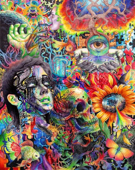 Trippy Pictures, Trippy Backgrounds, Trippy Iphone Wallpaper, Colorful Things, Art Hippie, Acid Art, Psychadelic Art, Trippy Painting, Psy Art