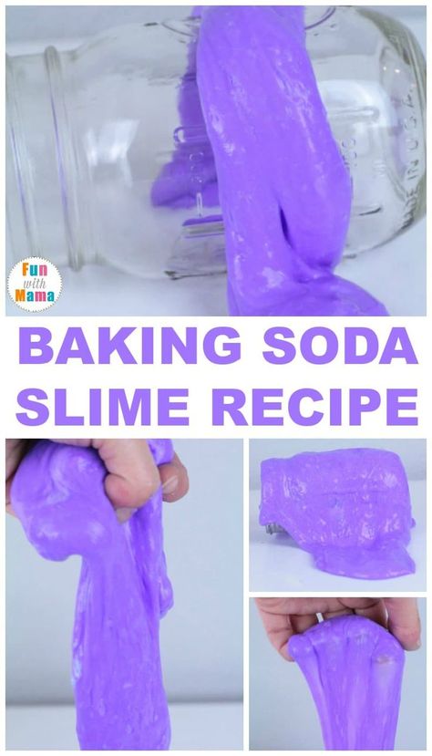 How to Make Baking Soda Slime at Home. Here is another super easy and safe slime recipe the kids can make. Kids of all ages love making this stuff #slime #DIY #howtomakeslime #bakingsodaslime #crafts #sensory Slime Recipe With Glue And Baking Soda, Things To Do With Baking Soda, Slime With Baking Soda And Glue, Things To Make With Baking Soda, Baking Soda Slime Recipe, Safe Slime Recipe, Baking Soda Slime, Baking Soda Experiments, Soap Slime