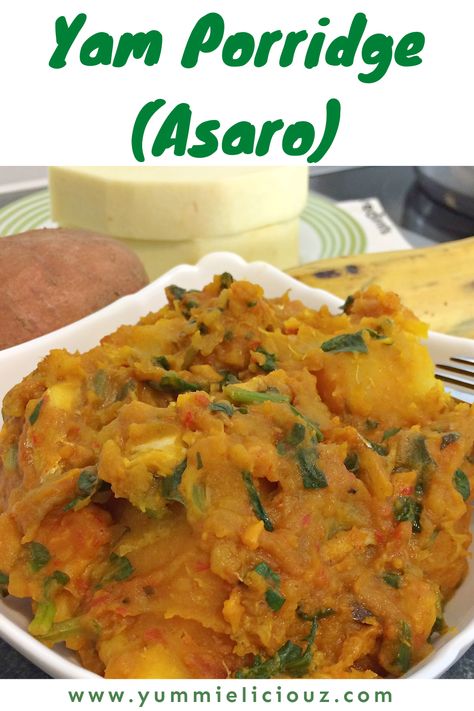 How to make yam porridge or asaro. This Nigerian yam porridge recipe is so sweet and delicious! It is quick and easy to make. Nigerian Yam Recipes, Nigerian Asaro Recipe, Sweet Potato Porridge, Yam Porridge, 3 Ingredient Dinners, Nigeria Food, Quick Delicious Dinner, Yams Recipe, Nigerian Recipes