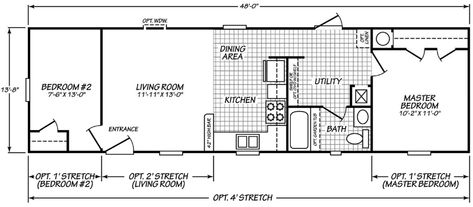 Ruby Creek 14 X 48 655 sqft Mobile Home | Factory Expo Home Centers Mobile Home Floor Plans, Shotgun House, Shed Home, Trailer Plans, Tiny House Floor Plans, Mobil Home, Shed Homes, Beach House Design, Home Center