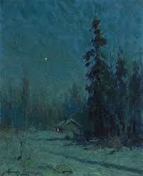 Laurence Sydney | The North Star | MutualArt Istoria Artei, Moonlight Painting, The North Star, Snowy Landscape, رعب نفسي, God Jul, Night Painting, Winter Art, North Star