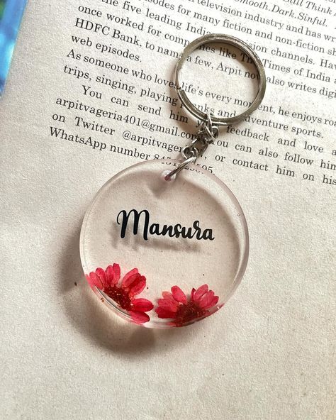 Personalised name keychain. . Dm to order. . #resin #resinart #resinartist #resinartwork #resincraft #resinkeychains #personalisedkeychain Name Resin Keychain, Resin Name Keychain, Resin Keychain Ideas, Handmade Hamper, Resin Idea, Diy Resin Keychain, Keychain Aesthetic, How To Make Resin, Keychain Resin