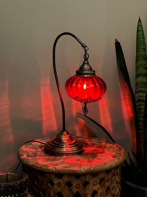 Vintage Red Glass Shade Table Lamp Fall Decor Halloween Finds Turkish Lamps On Sale, Housewarming Gift for Her, Holiday Rustic Lighting Home Having a Red Table lamp in your home would likely create an authentic atmosphere. The colors of the lamp will evoke feelings of passion, energy and excitement. It could also be used to create a more intimate, romantic ambiance.   * an interesting aesthetic element   * a visually pleasing  * mood-enhancing  * authentic  * cozy   Check the shop!  Choose your color and type.   FREE SHIPPING with in 24 hours via USPS priority mail from San Francisco, CA.    Made by artisans, in Istanbul, Turkey. Bedroom Side Lamps, Mosaic Lights, Red Buffet, Interesting Aesthetic, Mosaic Lamps, Red Mosaic, Turkish Mosaic Lamp, Romantic Ambiance, Traditional Table Lamps