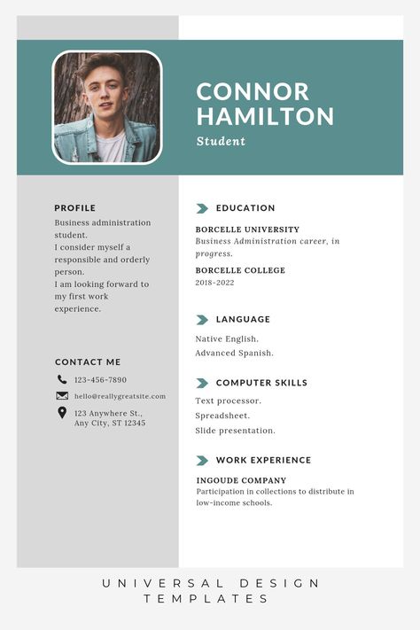 Introduce yourself with our White and Green Simple Student CV/Resume template. Perfect for students and recent graduates, this design combines simplicity with a fresh touch of green to create a clean and inviting look. Fully customizable and easy to edit, it's ideal for highlighting your education, skills, and experiences. Download instantly and personalize to start your career journey on a professional note. Cv For Students Without Experience, Cv For Students, Student Cv, Simple Cv, Simple Resume Template, Student Resume, Introduce Yourself, Cv Resume Template, Simple Resume