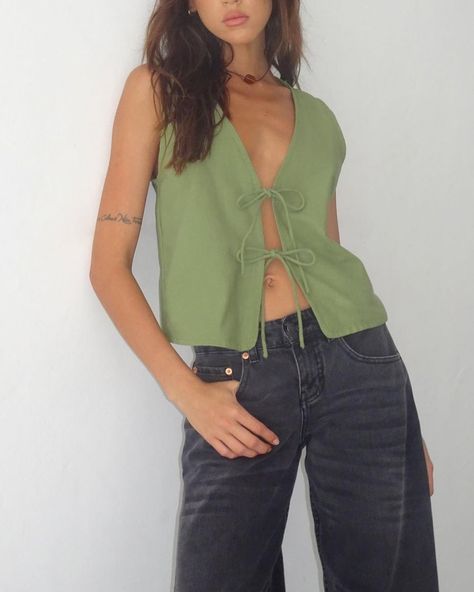 Green Sleeveless Top Outfit, Sleeveless Top Outfit, Dark Sage, Summer Bodycon Dress, Green Vest, Deep Plunge, Tie Front Top, Short Cardigan, Bandeau Dress