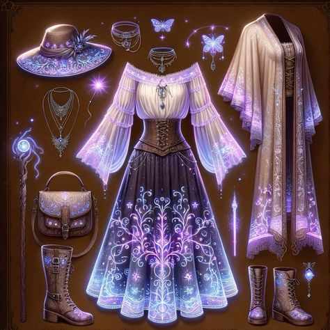 Colorful Fantasy Outfits, Spring Themed Outfits, Female Fairy Character Design, Daring Diva Outfits, Modern Fairy, Fairy Tale Princess, Fair Outfits, Dress Design Drawing, Clothing Design Sketches