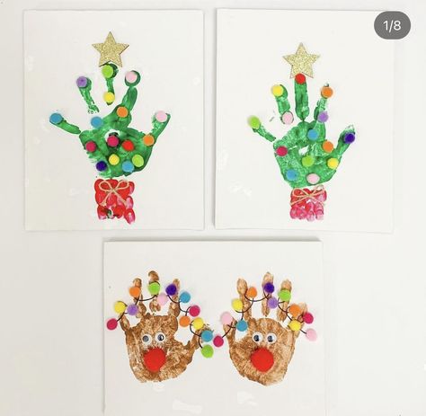 Sensory Crafts For Kids, Kids Christmas Canvas, Holiday Handprint Crafts, Kids Christmas Painting, Baby Christmas Crafts, Hand Print Art, Handprint Christmas Tree, Christmas Diy Kids, Christmas Tree Canvas