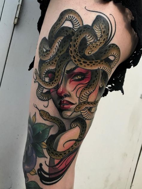 Chris Primm > Medusa #tattoo #ink #art 3 Moon Tattoo, Rabe Tattoo, Small Wave Tattoo, Tato Tradisional, Backpiece Tattoo, 3 Moon, 16 Tattoo, Medusa Tattoo Design, Medusa Tattoo