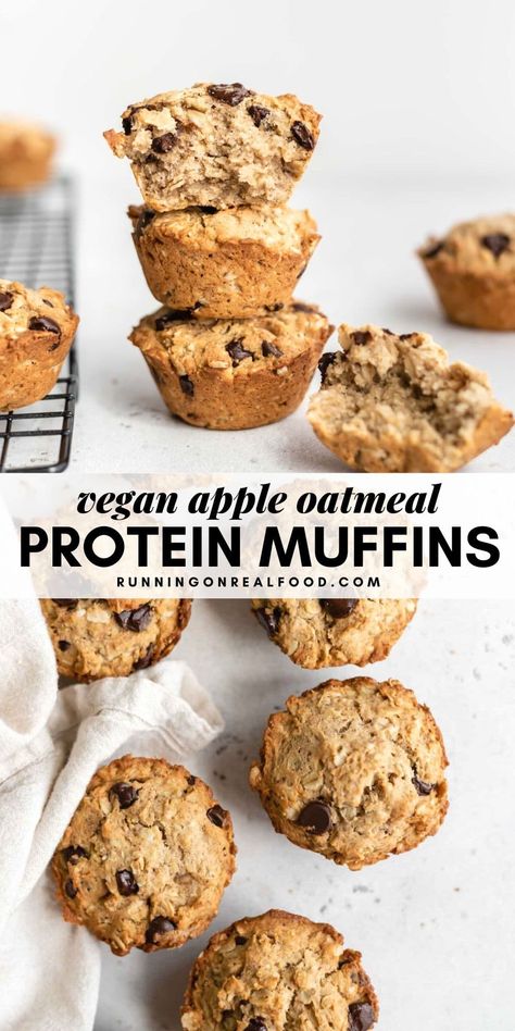 These vegan applesauce oatmeal protein muffins are easy to make in 1 bowl in about 30 minutes. With 9 grams of protein per muffin they're great for a quick balanced treat or snack. The recipe can be oil-free and gluten-free, if needed. Gluten Free Vegan Protein Muffins, Vegan Banana Protein Muffins, Vegan High Protein Muffins, Protein Muffins Vegan, Eggless Protein Muffins, Vegan Protein Muffins Healthy, Vegan Protein Breakfast Ideas, Healthy High Protein Vegan Breakfast, Vegan Protein Dessert Recipes