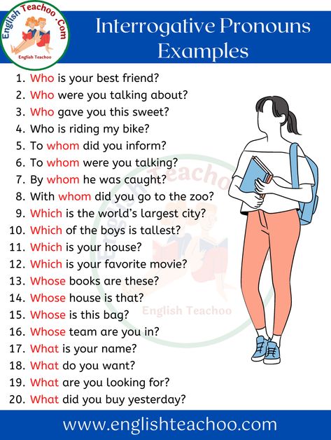 20 Examples of Interrogative Pronouns 1 Interrogative Pronouns Worksheet, Examples Of Pronouns, Types Of Pronouns With Examples, Indefinite Pronouns Examples, Interrogative Sentences, Pronoun Examples, English Questions, Interrogative Pronouns, Tawa Pulao