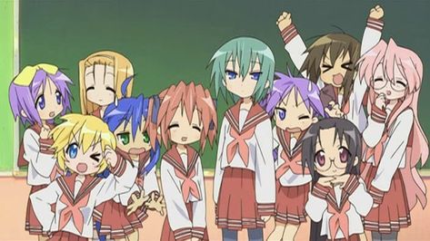 Tsukasa, Ayano, Konata, Patricia, Yutaka, Minami, Kagami, Miyuki, Hiyori and Misao Sailor Fuku, Slice Of Life Anime, Haruhi Suzumiya, Anime Group, Moe Anime, Kyoto Animation, Star Character, Card Captor, Old Anime