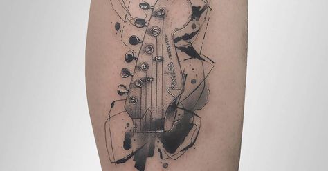 Tattoo Artist: Baris Yesilbas. Tags: categories, Graphic, Music, Music Instrument, Guitars. Body parts: Calf. Stratocaster Tattoo, Best Tattoos Ideas, Guitar Tattoo Design, Music Tattoo Sleeves, Sketch Style Tattoos, Pretty Hand Tattoos, Guitar Tattoo, Music Tattoo Designs, Tattoo Templates